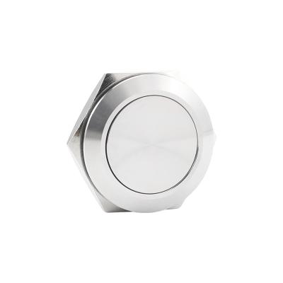 China Stainless steel 25mm mounting hole size on off metal 1NO momentary unilluminated push button switch with 2pins for sale