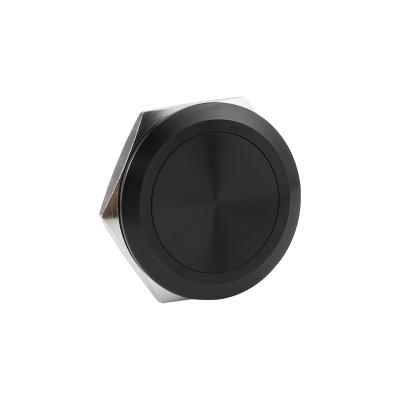 China High quality stainless steel short type 30mm diameter black shell on off metal 1NO momentary non-illuminated push button switch with 2pins for sale