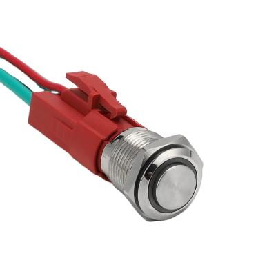 China IP67 1NO round high momentary self-latching ledmetal push button switch 10A 16mm high current waterproof stainless steel with 4pins for sale