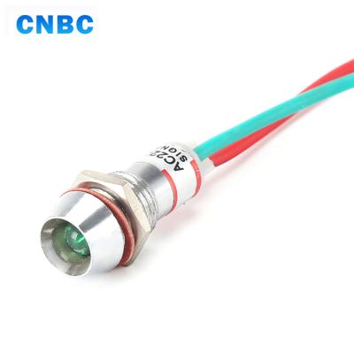 China High quality 8mm metal than metal sliver mini red led 12v green 110v 220v led indicator light signal lamp with wire lead for sale