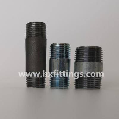 China Carbon steel pipe nipple barrel nipples with BSP NPT male thread galvanized forge pipe nipples zu verkaufen