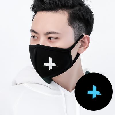 China 3D Cotton Fashion Party Mask Men's and Women's Luminous Reusable Washable Black Cotton Cloth Face Mask for sale