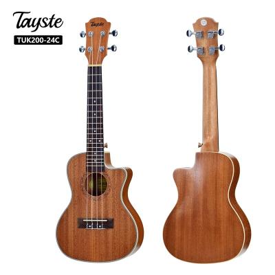 China Sapele Customize Ukulele Wholesale Matte Tenor Spruce Cutaway Ukulele OEM Ukulele for sale