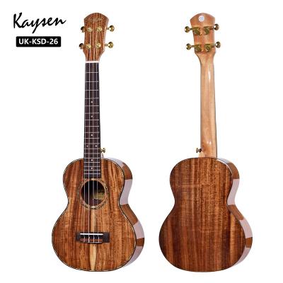 China Solid Koa& Wholesale Kaysen High End Ukulele 4 Strings Mahogany Ukulele Gold Solid Top 26 Inch Koa Pegs for sale