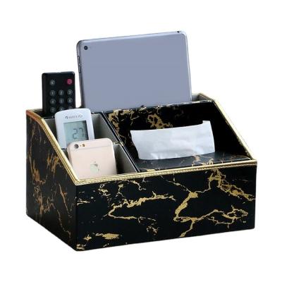 China Sustainable Attractive Modern Multifunctional Design Cover Leather Tissue Box for sale