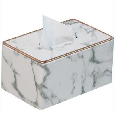 China Sustainable Good Quality Leather Tissue Storage Box Cover Car Paper Tissue Custom Box for sale