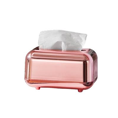 China Modern Plastic Dustproof Tissue Paper Holder Home and Office Washroom Toilet Paper Tissue Storage Box with Crystal Cover for sale