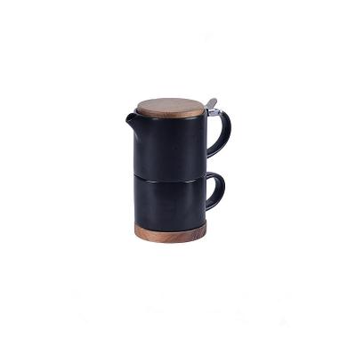 China Viable Cheap Price Porcelain Coffee Mug Premium Quality Ceramic Mug With Wooden Lid for sale