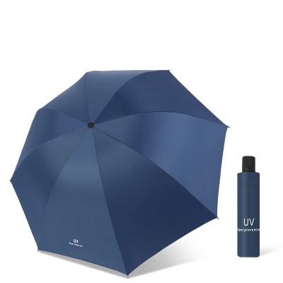 China Sustainable Hand Umbrellas Foldable Windproof 3 Folds UV Sun Protection Umbrella for sale