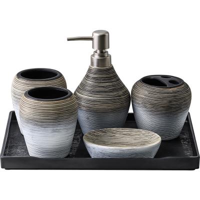 China Bath Set Sustainable Luxury Porcelain Bathroom Accessory Set Ceramic Bathroom Accessories for sale