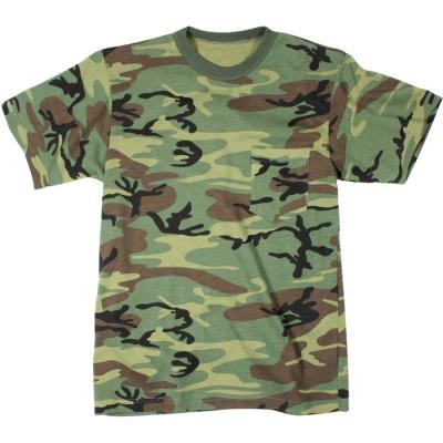 China Anti-Pilling 100% Cotton Woodland Camouflage Army T-Shirt for sale