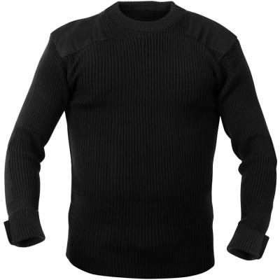 China Black Round Neck Anti-pilling Police Wool Sweater With Chest Pocket for sale