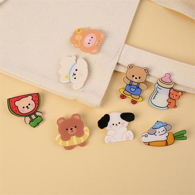 China Cute Acrylic Pins Women Brooches Decoration Gift Pin Student Bag Jewelry Pendant INS Badge Cartoon Bear Dresser Brooch for sale