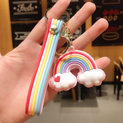 China New Beautiful Rainbow Key Chain Fashionable Handmade Car Key Ring Summer Jewelry Gifts Hanging Custom Key Chain For Women Handbag Accessories for sale