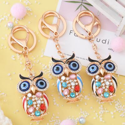 China Eco Friendly Personalized Accessories Rhinestone Animal Shaped Owl Keychain Pendant for sale