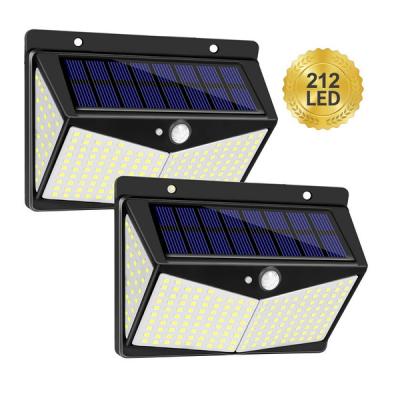 China 100/212 LED LANDSCAPE Solar Power Cordless Lamps Outdoor Waterproof PIR Motion Sensor Wall Light Garden Lamp for sale