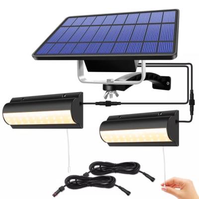 China Garden Outdoor Indoor Double Head Solar Pendant Lights, Solar Pier Lamp with Pull Switch and 3 Meter Line for Garden Barn Room Balcony for sale