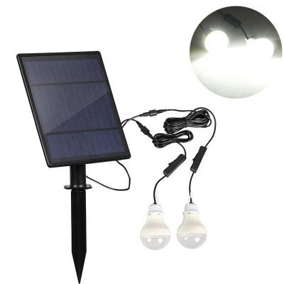 China Outdoor Garden Solar Hanging Bulb Lights / Indoor Camping Emergency Thrown Lamp Solar Bulb 2 Two Bulbs Lamp LED Light System Kits for sale