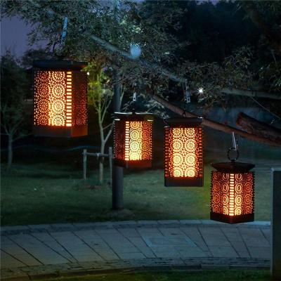 China 12LED LANDSCAPE Solar Flames Lights Lantern Simulation Retro Dynamic Flames Hanging Solar Garden Lights Decoration Lamp for Garden Decor for sale