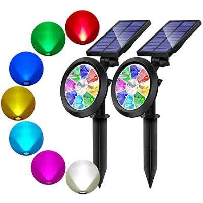 China LANDSCAPE 9 LED RGB Color Changing 2 in 1 Wall Mounted Outdoor Solar Powered Spotlights for Garden Landscape Yard Lawn Patio for sale