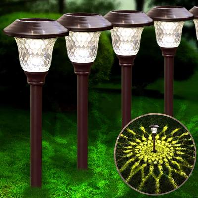 China LANDSCAPE 4 Pack Solar Pathway Lights Outdoor Decorative Solar Lights Garden Stakes Stainless Steel Pathway Lights Glass Black Led Patio for sale