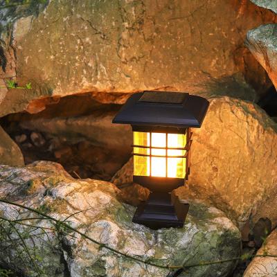 China Garden 4-in-1 Outdoor Solar Torch Lantern Stake LED Flickering Flames Wall Light Flickering Light For Landscape Yard Post Cap Pillar for sale