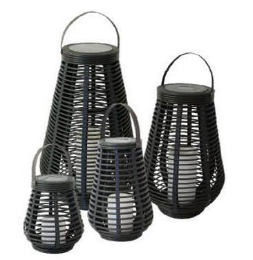 China Garden Table Outdoor Candle Lantern Solar Rattan Teardrop Candle Lantern for sale