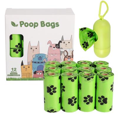 China Stored Green Eco Friendly Biodegradable Roll Box Packed Pet Sack Dog Poop Waste Bag With Dispenser for sale