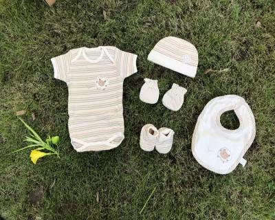 China Fashion Promotion Five-piece Baby Suit Soft Organic Open Baby Clothes Newborn Gift Set for sale