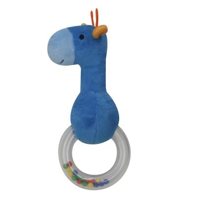 China Toy Wholesales Cheap Safari Party Giraffe Musical Soft Baby Toy Rattle With Plastic Ring for sale