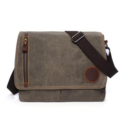 China Brand Vintage Crazy Designer Vintage Waxed Canvas Leather Horse Bridle Travel Classic Look And Buy Cross - Body Shoulder Bags For Men for sale