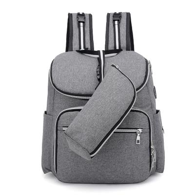 China Mummy Multi-Function Diaper Travel Purpose Backpack Baby Diaper Changing Bag With USB Charing Port for sale