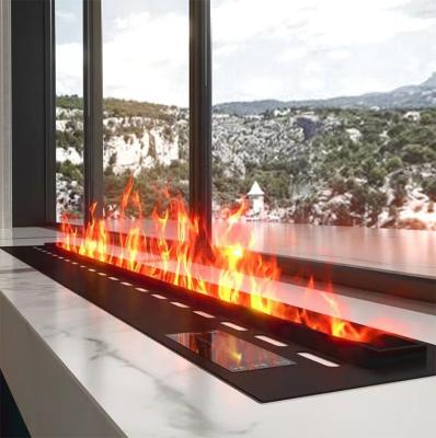 China Modern Wi-Fi Water Fireplace Steamer Electric Fireplace Insert 7 LED Flame Colors 3D Steamer Fireplace 500mm 1000mm 1500mm 2000mm for sale