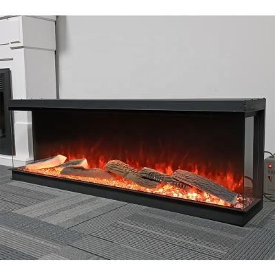 China Modern 3 Sided Electric Fireplace Modern 3D LED Flame Heater Insert Electric Fireplace 60 inch for sale