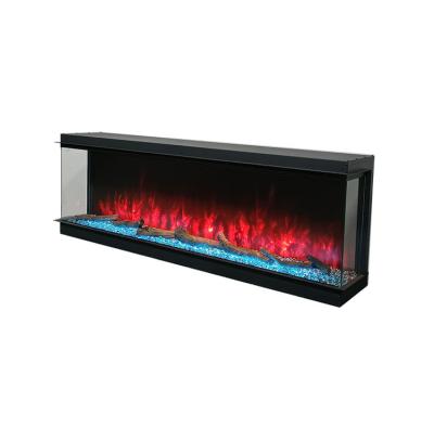 China Hotel 40 Inch 3 Sided Modern Electric Fireplace With RGB 7 Colors Flame for sale