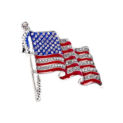 China Globle Wowei USA Flag Rhinestone Insect Ename Brooch Pin Jewelry Pin For Dress July 4th Opens Women Fashion for sale