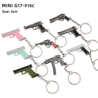 China Souvenir Promotional Gifts Wowei 5cm Alloy P92 Metal Model G17 Mini 1911 GLOCK 3D Keychain Form GU n Weapon Key Chain Toy For Men for sale