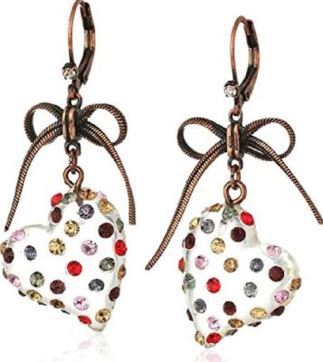 China TRENDY Wowei Shape Multi Colored Lucite Crystal Bowknot Drop Heart Resin Dangle Earrings For Women for sale