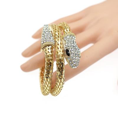 China Wowei Gothic Punk Cool Rhinestone Snake Cuff Bangle Animal Bracelet For Women Ladies Bangle Jewelry Accessories for sale