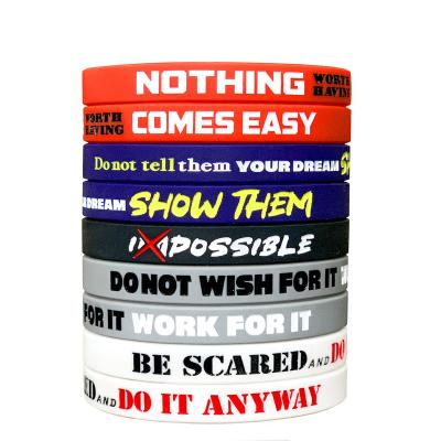 China Wowei Casual/Sporty 2023 Motivational Wristbands Silicone Rubber Wristbands With Inspirational Quotes For Women Men for sale