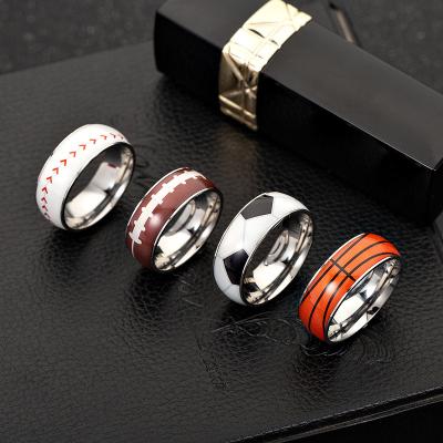 China Wowei Sport Goods Jewelry Stainless Steel Rings Soccer Basketball Baseball Rugby Casual/Sporting Rings For Women Men for sale