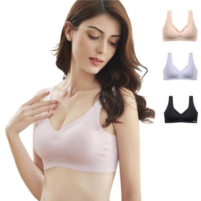 China Ice Silk One Piece Seamless Traceless Wirefree Bra Sleep V-Neck Bra Backless Bra QUICK DRY Seamless for sale