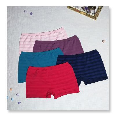 China Antibacterial Hot Selling Seamless Mid Waist Seamless Yarn Dyed Stripe Crotch Modal Women's Boxers for sale