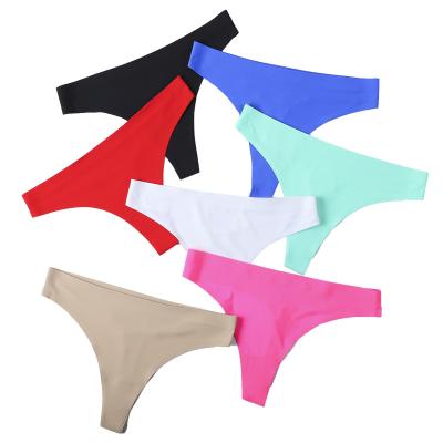 China Women Antibacterial Seamless Underwear Breathable One Piece Low Waist Briefs Thong Panties for sale