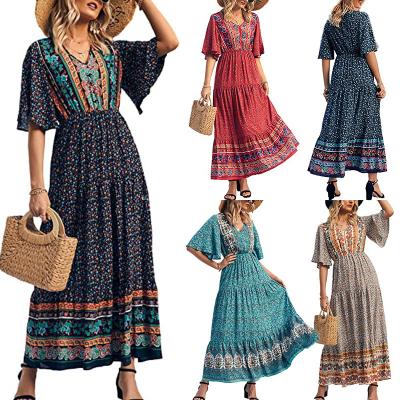 China Cyalaa Sleeveless Polka Dots Long Dress-Factory Supply YM165 Boho Cottagecore Women Vintage Dress Customizable V-Neck Dress for sale