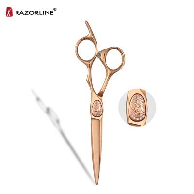 China Razorline FX07RG Rose Gold Color Jewelry Shears SUS440C Steel Gold Hair Scissors 6 Inch Professional Hair Scissors for sale