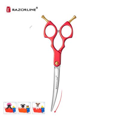 China Razorline Stocked NPK41RC JAPAN 440C Pet Grooming Tools Pet Scissors Curved Scissors Dog Shears for sale