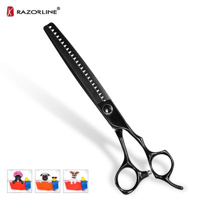 China Razorline NPK32BRTA Stainless Steel Pet Grooming Thinner Scissors Stored Black Dog Hair Removing Shears Shark Teeth Scissors for sale