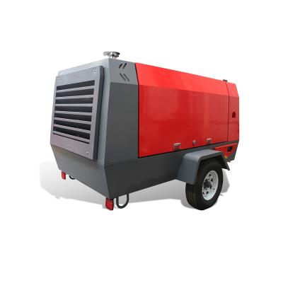 China 8Bar 250Cfm high efficiency lubricated portable diesel air compressor for sandblasting machine for sale