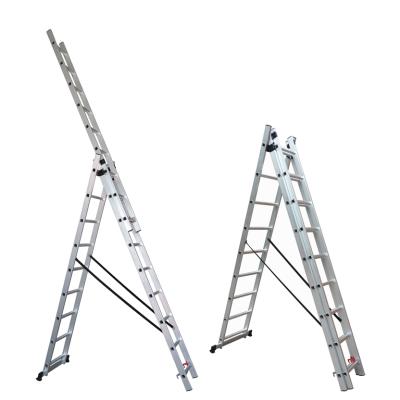 China Folding Ladders Aluminum Triple Extension Ladder (3x6, 3x7, 3x8, 3x9, 3x10, 3x11,3x12,3x13,3*14) for sale